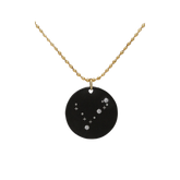 Zirconium Pisces Zodiac Lab Grown Diamond Disc Necklace with Gold Filled Chain